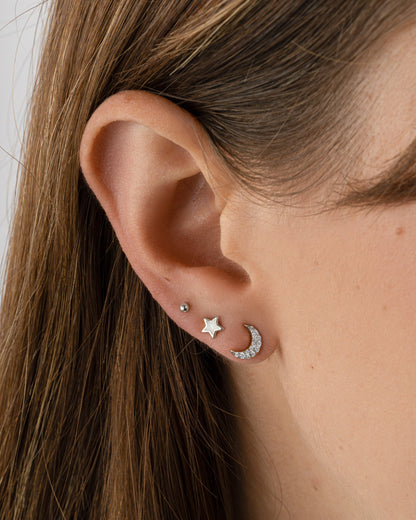 Studded Moon Stud Earrings