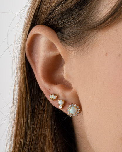 Sunburst Opal Halo Studs