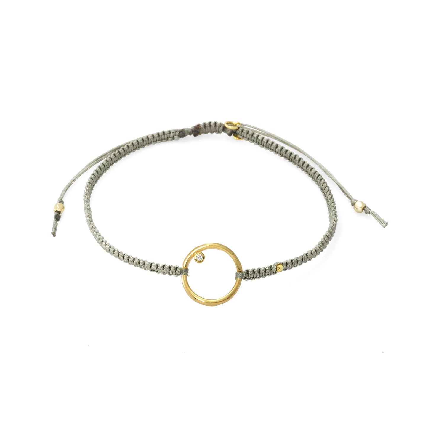 Braided Silk Cord Bracelet With Open Circle