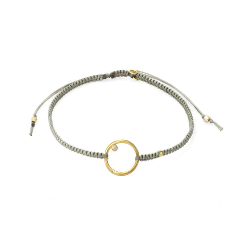 Braided Silk Cord Bracelet With Open Circle