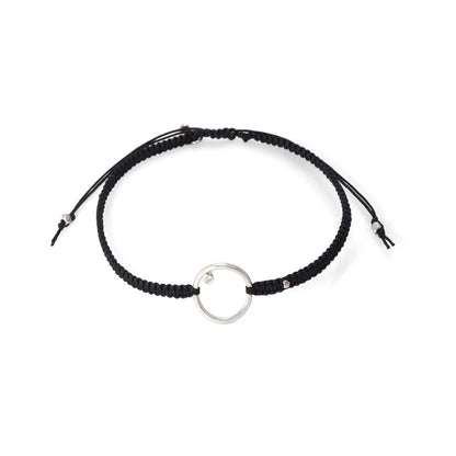 Braided Silk Cord Bracelet With Open Circle