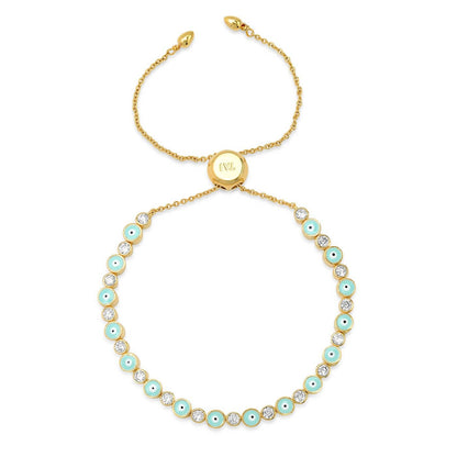 Enamel Evil Eye & CZ Bolo Bracelet