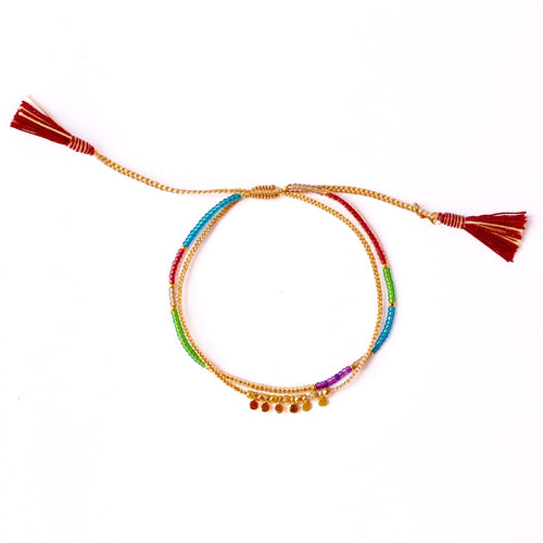 Rainbow Tassel Beaded Bracelet