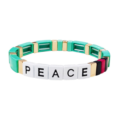 Peace Beaded Stretch Bracelet