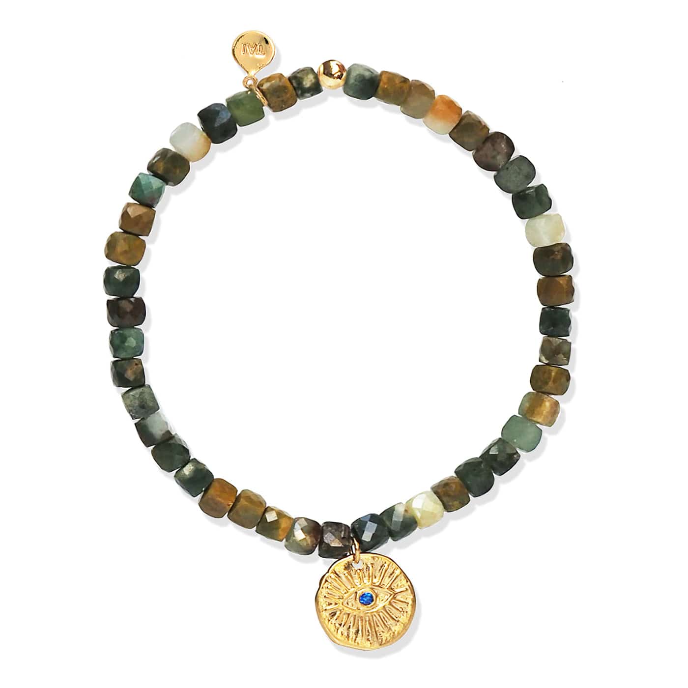 Handmade Beaded Stretch Bracelet with Charm Accent