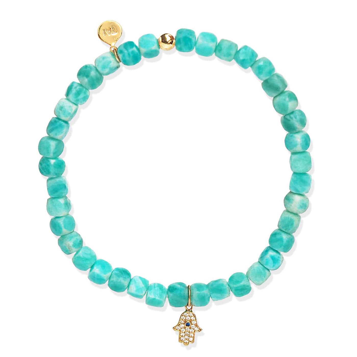 Handmade Beaded Stretch Bracelet with Charm Accent