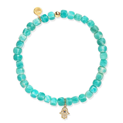 Handmade Beaded Stretch Bracelet with Charm Accent