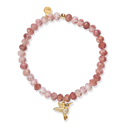 Handmade Beaded Stretch Bracelet with Charm Accent