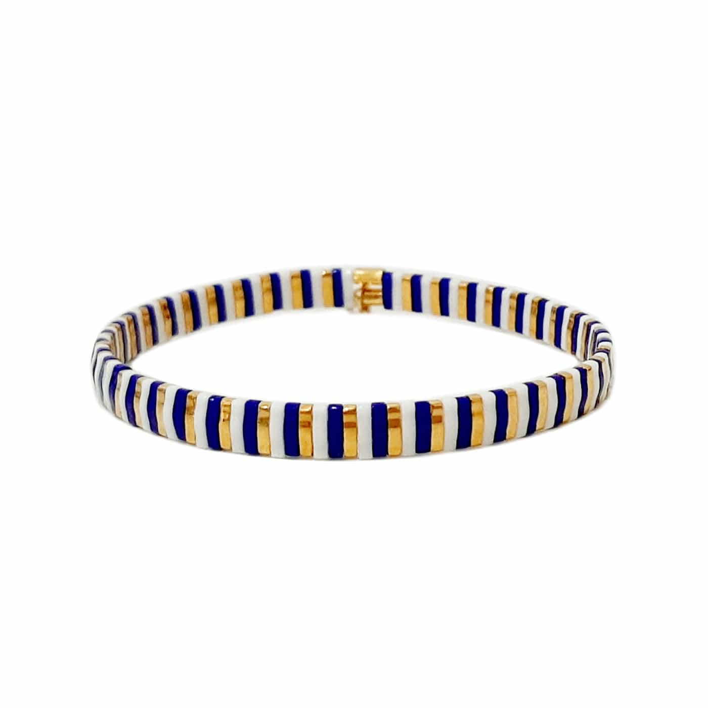 Handmade Tila Beaded Striped Stretch Bracelets