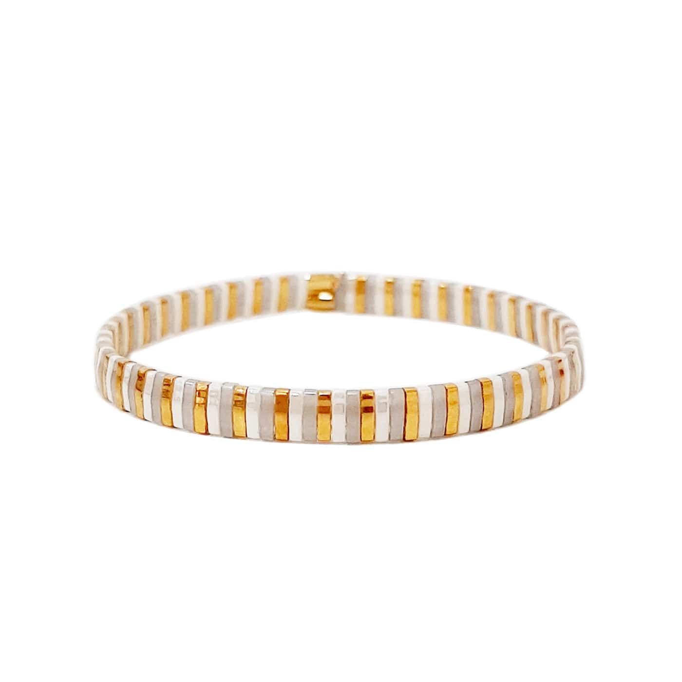 Handmade Tila Beaded Striped Stretch Bracelets
