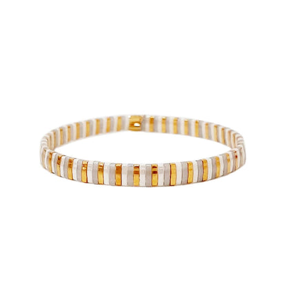 Handmade Tila Beaded Striped Stretch Bracelets