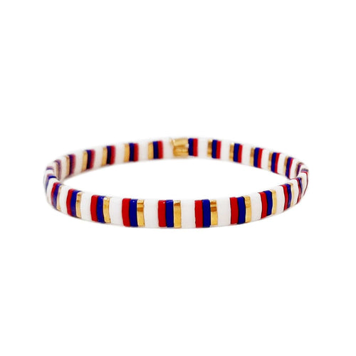 Handmade Tila Beaded Striped Stretch Bracelets