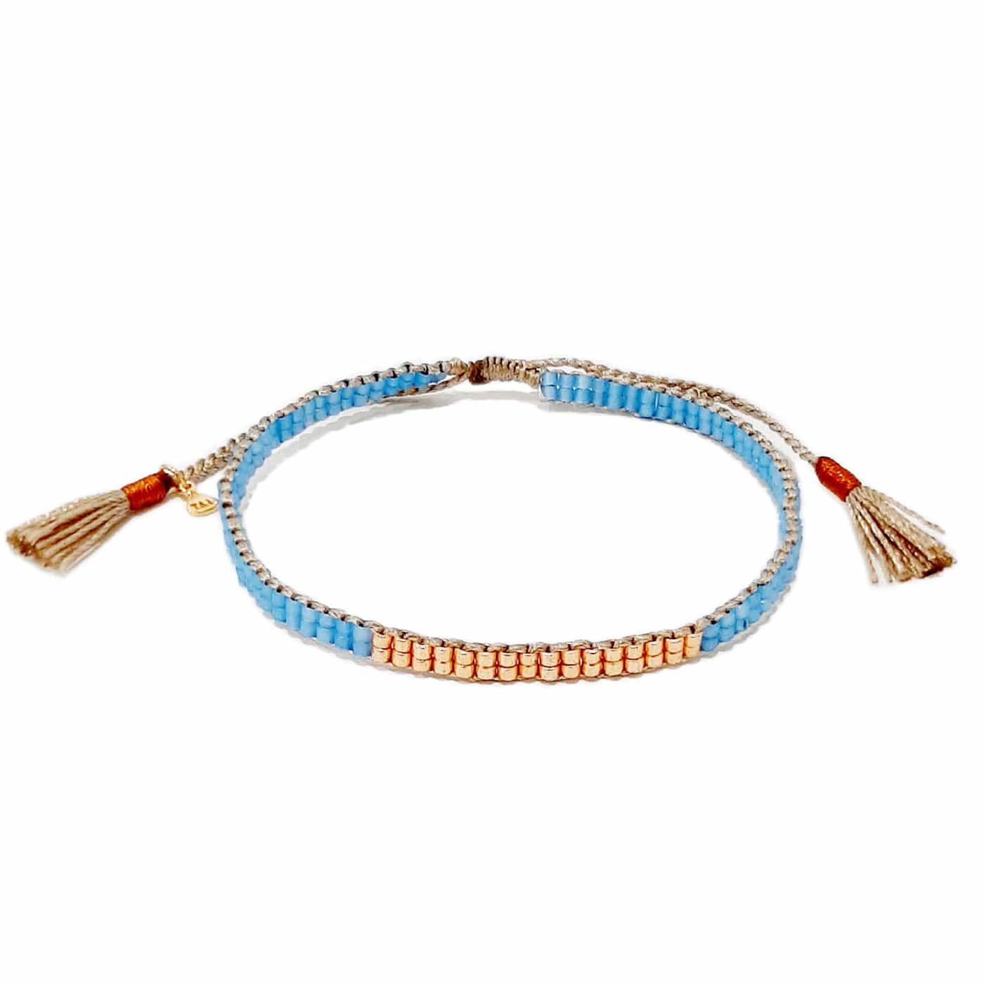 Double Row Japanese Beaded Bracelet – Gold Accents