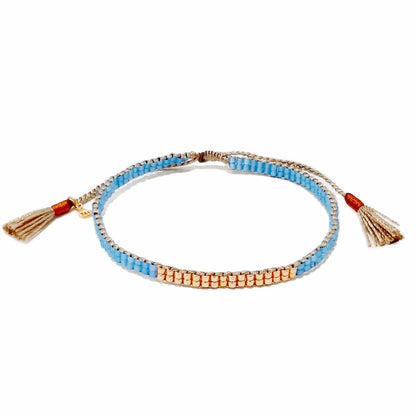 Double Row Japanese Beaded Bracelet – Gold Accents