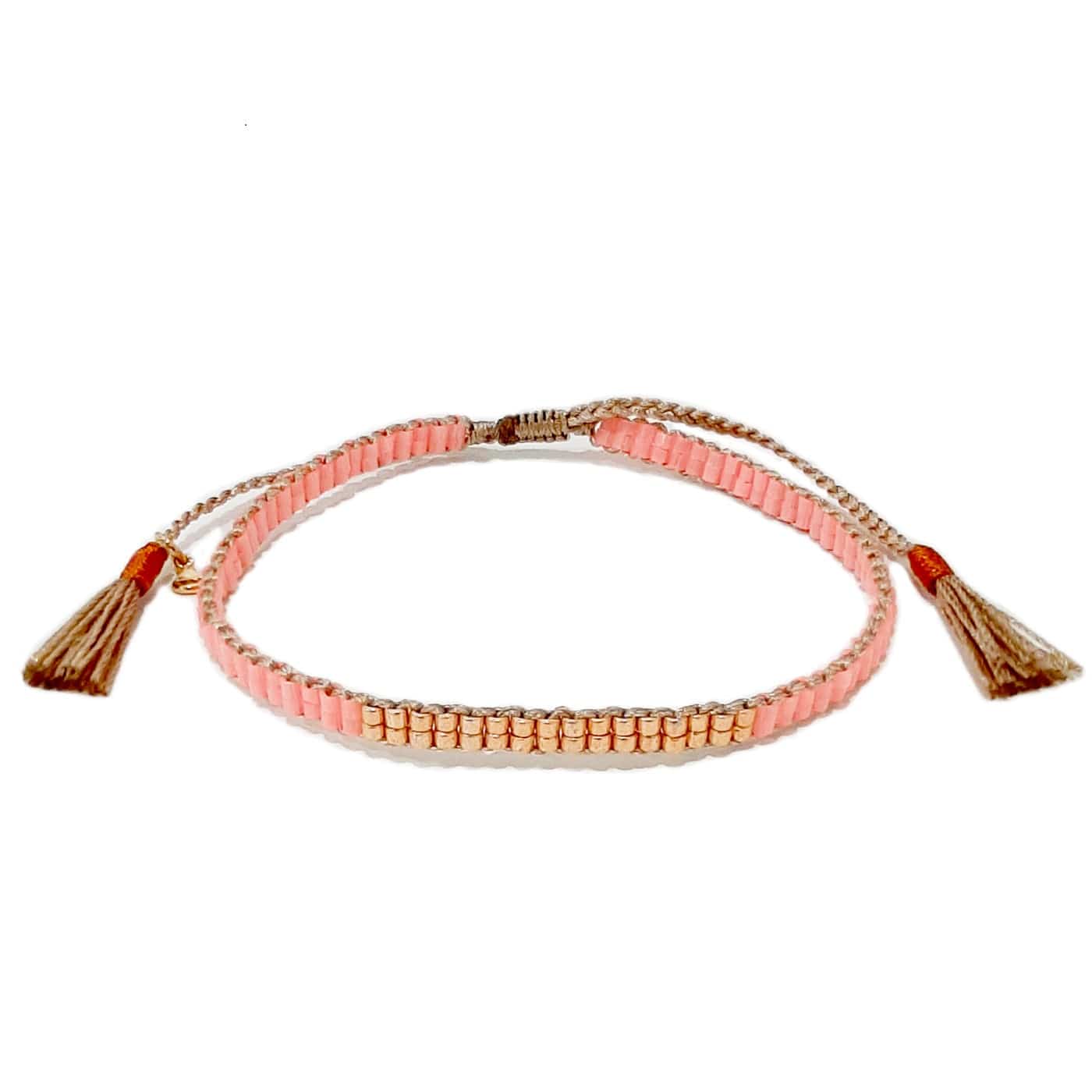 Double Row Japanese Beaded Bracelet – Gold Accents