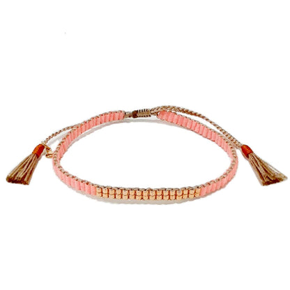 Double Row Japanese Beaded Bracelet – Gold Accents