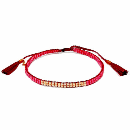 Double Row Japanese Beaded Bracelet – Gold Accents