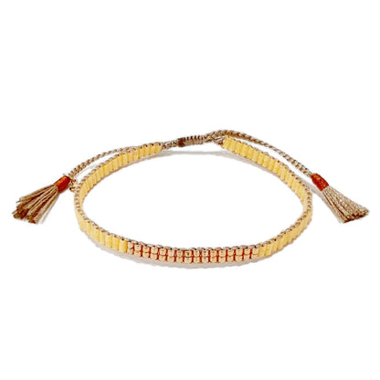 Double Row Japanese Beaded Bracelet – Gold Accents