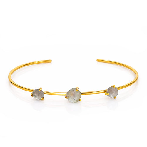 Labradorite Trio Stone Cuff Bracelet
