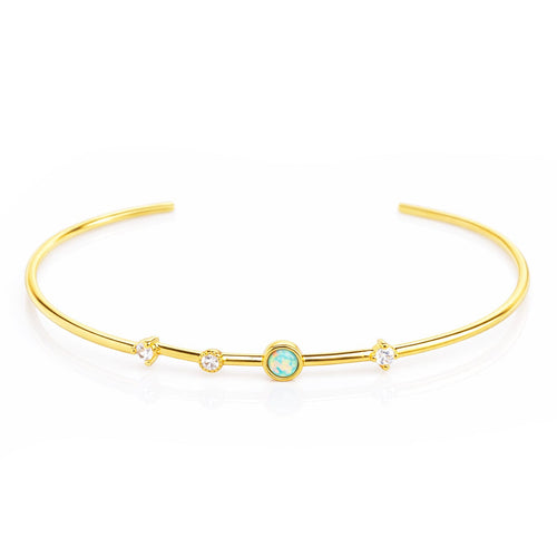 Opal and CZ Open Cuff