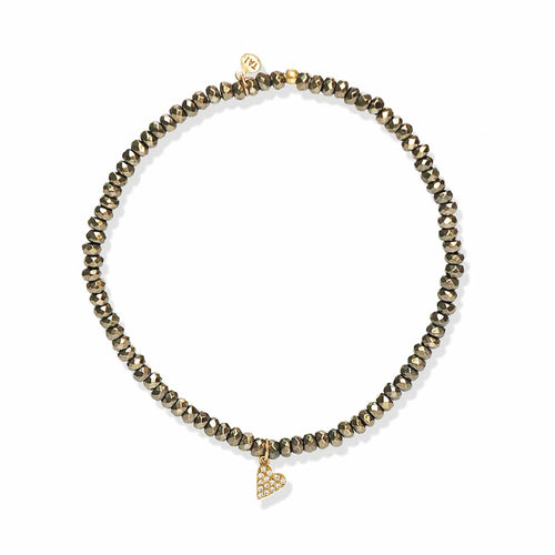 Pyrite Pavé Heart Beaded Bracelet