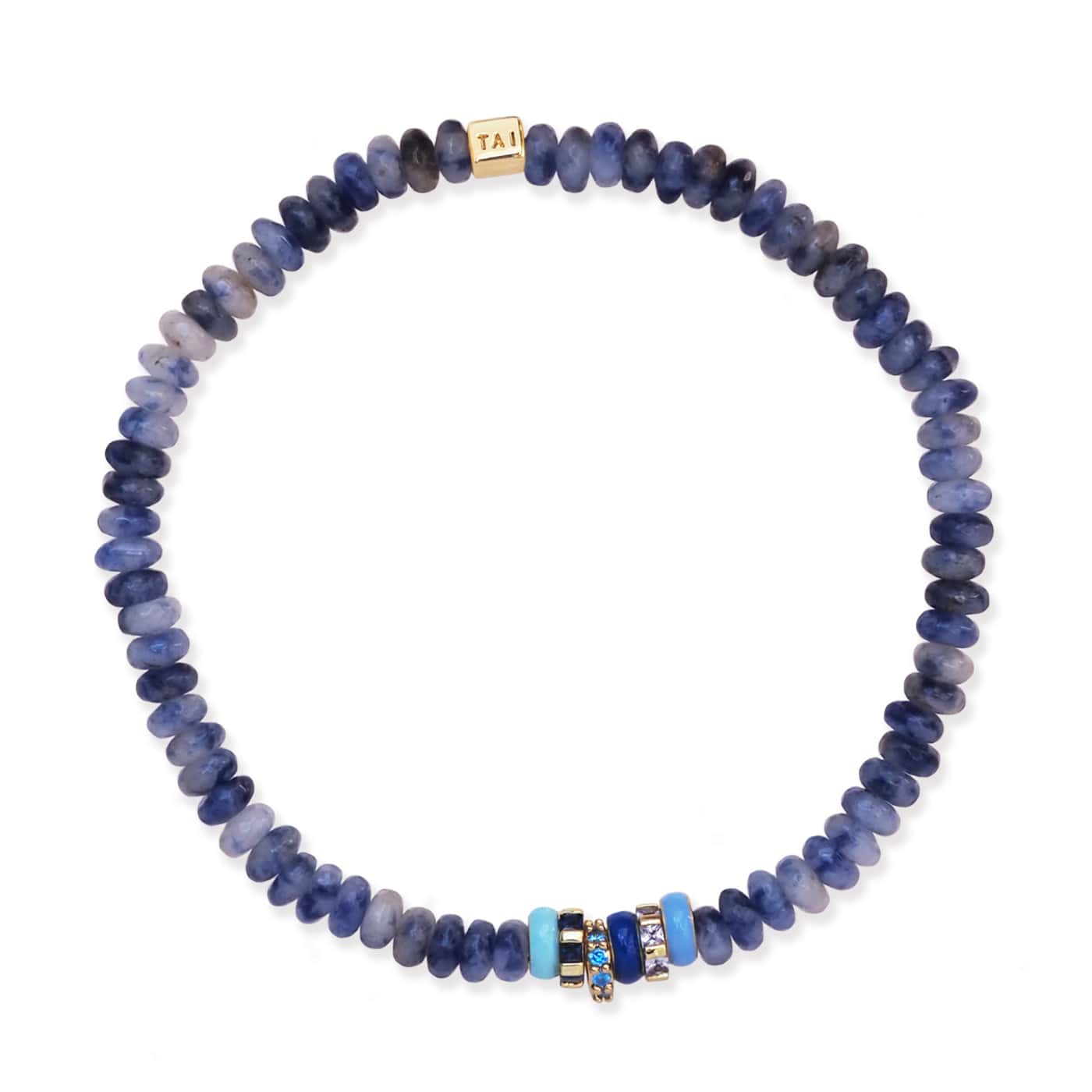 Semi-Precious Stretch Bracelet with Colored and CZ Rondelles