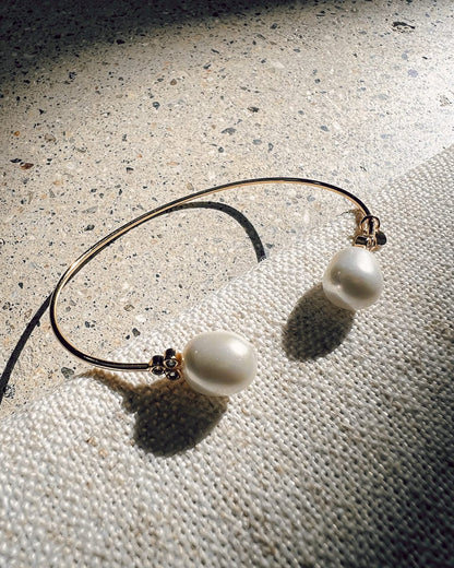 Small Pearl & CZ Cuff Bracelet