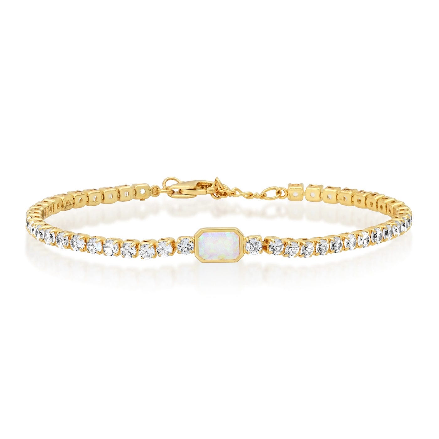 Tennis Bracelet with Opal Center Stone