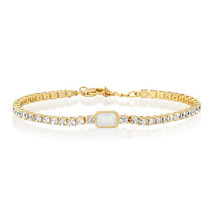 Tennis Bracelet with Opal Center Stone