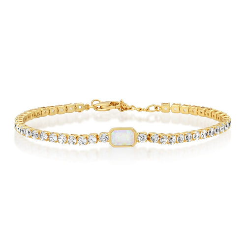 Tennis Bracelet with Opal Center Stone