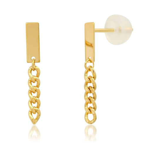 Bar Post Curb Chain Linear Earrings