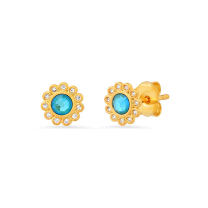 Bezel Flower Studs