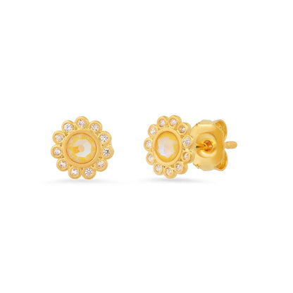 Bezel Flower Studs