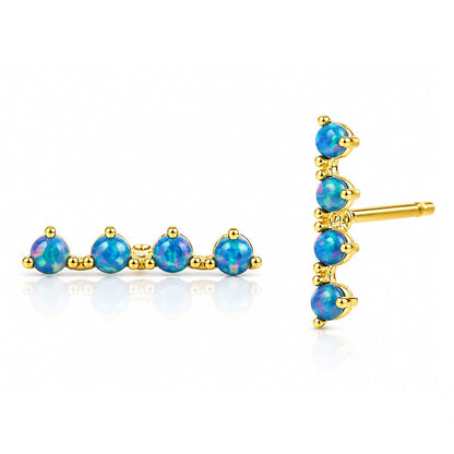 Blue Opal Stone Crawler Earrings
