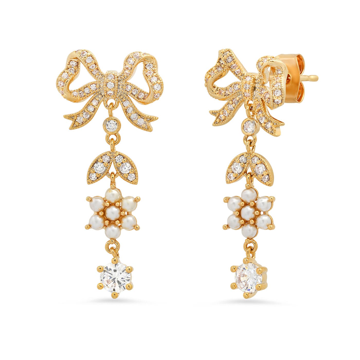 Bow & Blossom Drop Earrings