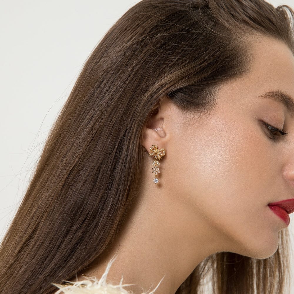 Bow & Blossom Drop Earrings