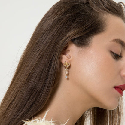 Bow & Blossom Drop Earrings