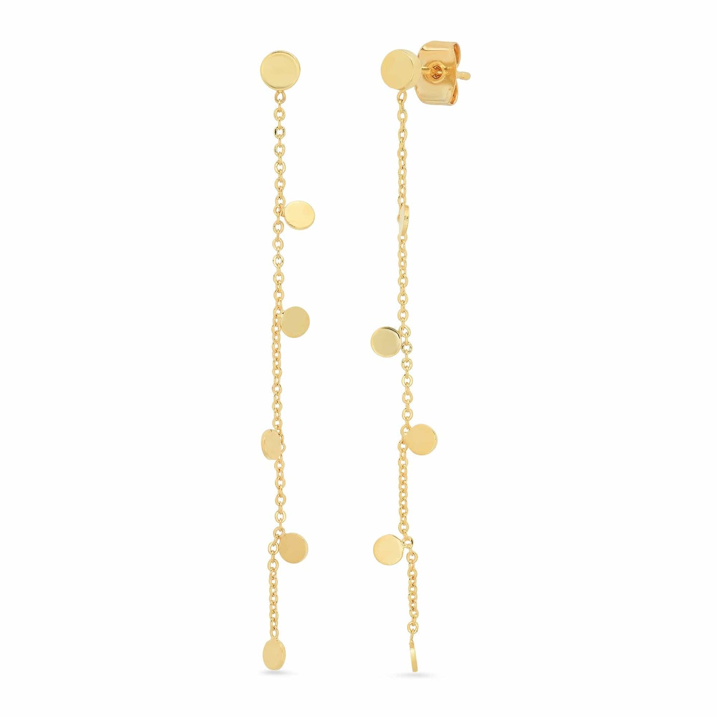 Chain Dangle Earrings With Circular Disc Charms