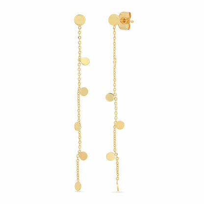 Chain Dangle Earrings With Circular Disc Charms