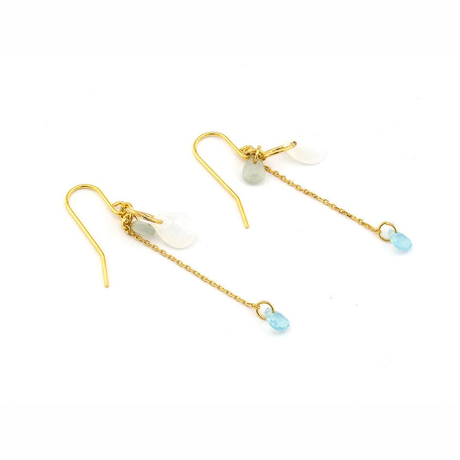 Chain Drop Earring With Glass Stones