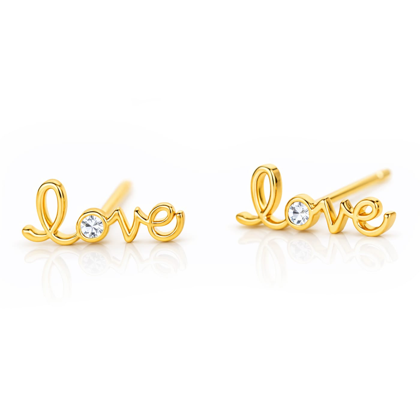 Cursive Love Stud Earrings