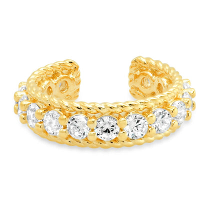 CZ Ear Cuff with Twisted Rope Accents