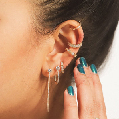 CZ Ear Cuff with Twisted Rope Accents