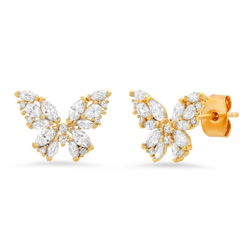 CZ Encrusted Butterfly Studs