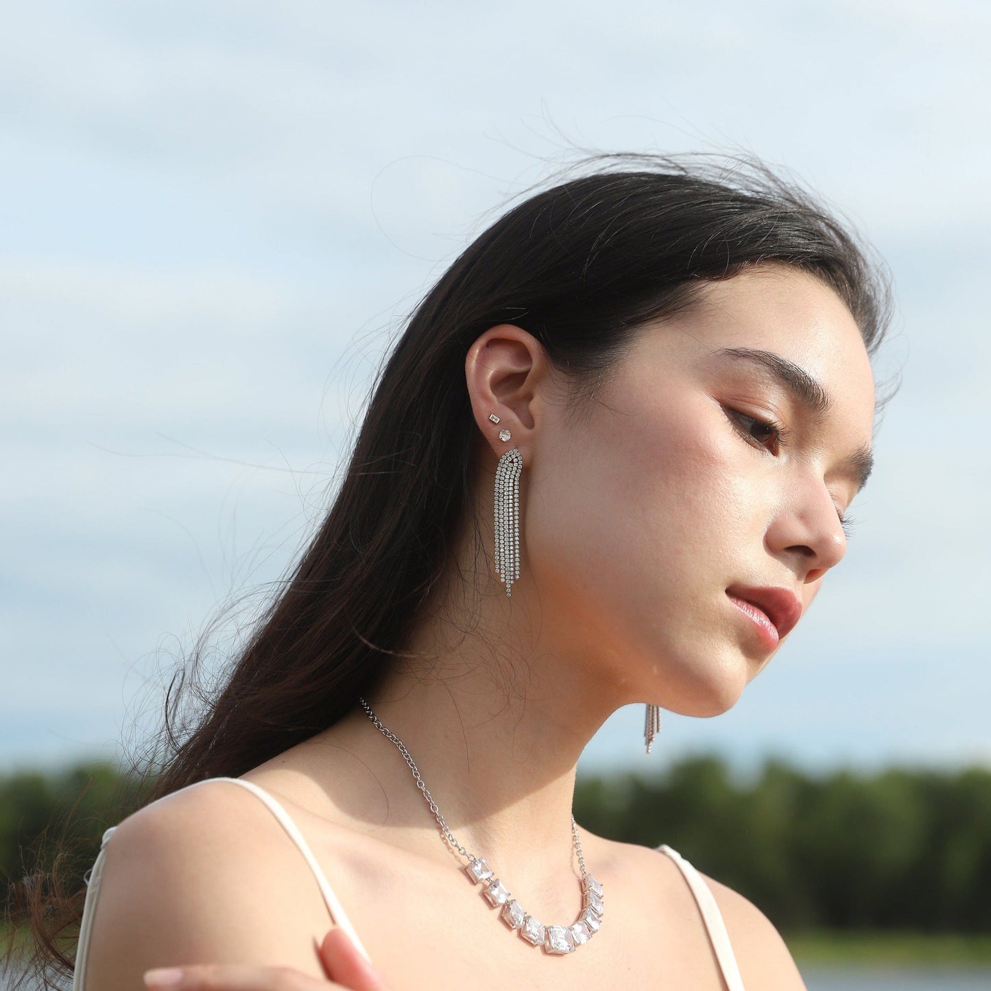 CZ Fringe Earrings