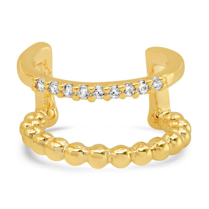 CZ Gold Ridged Ear Cuff
