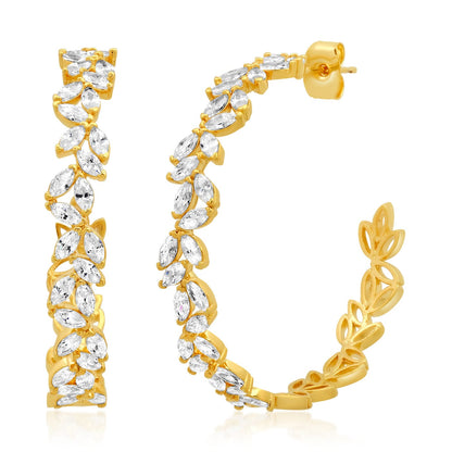 CZ Leaf Hoops