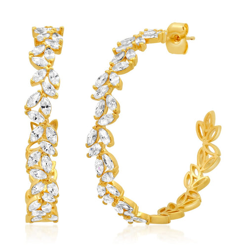 CZ Leaf Hoops
