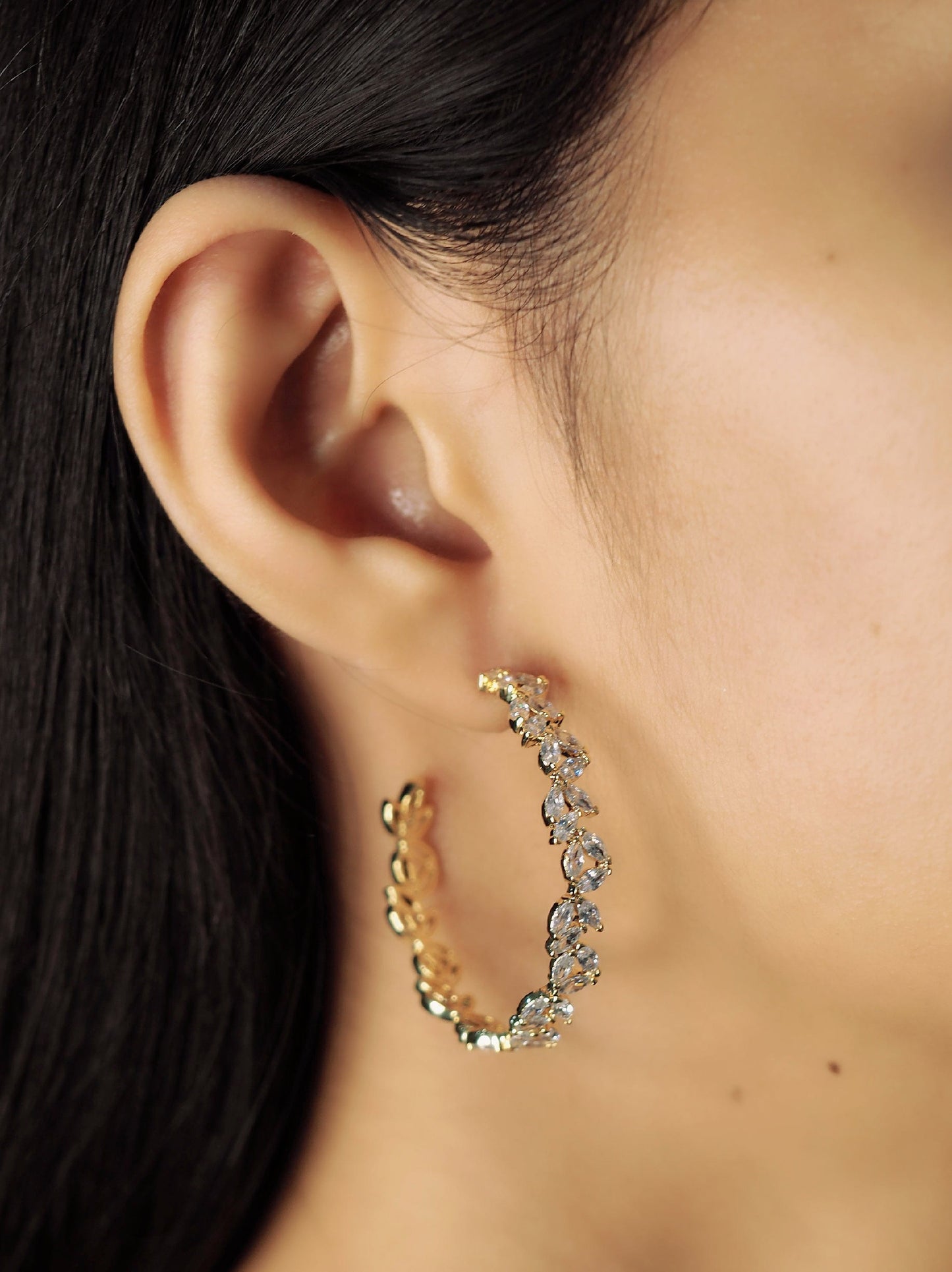 CZ Leaf Hoops