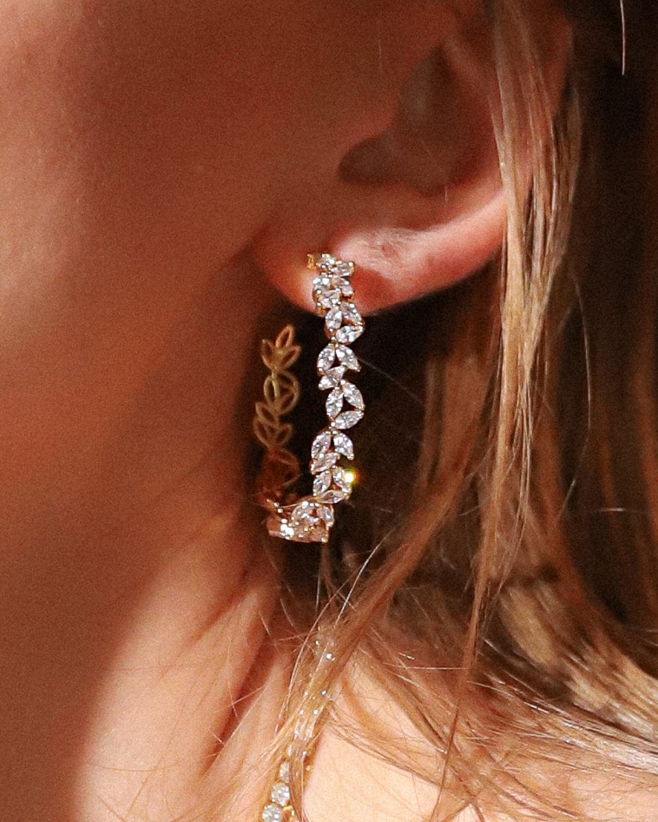 CZ Leaf Hoops
